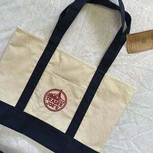 Trader Joe's Canvas Tote Bag Blue Large